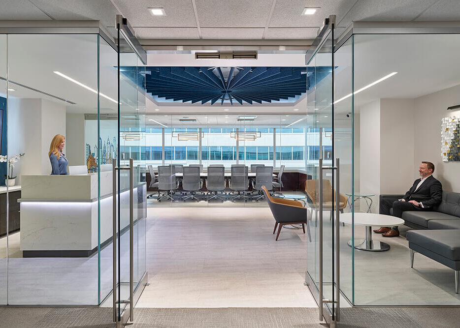 photo of entry to an office with glass doors