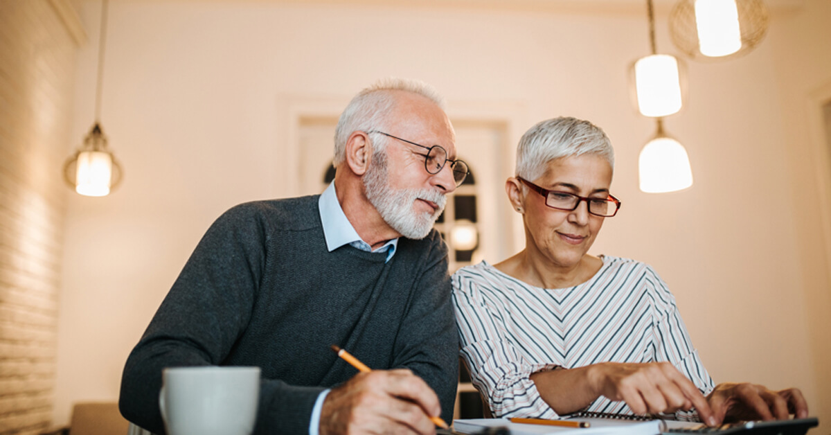 a retired couple goes over finances